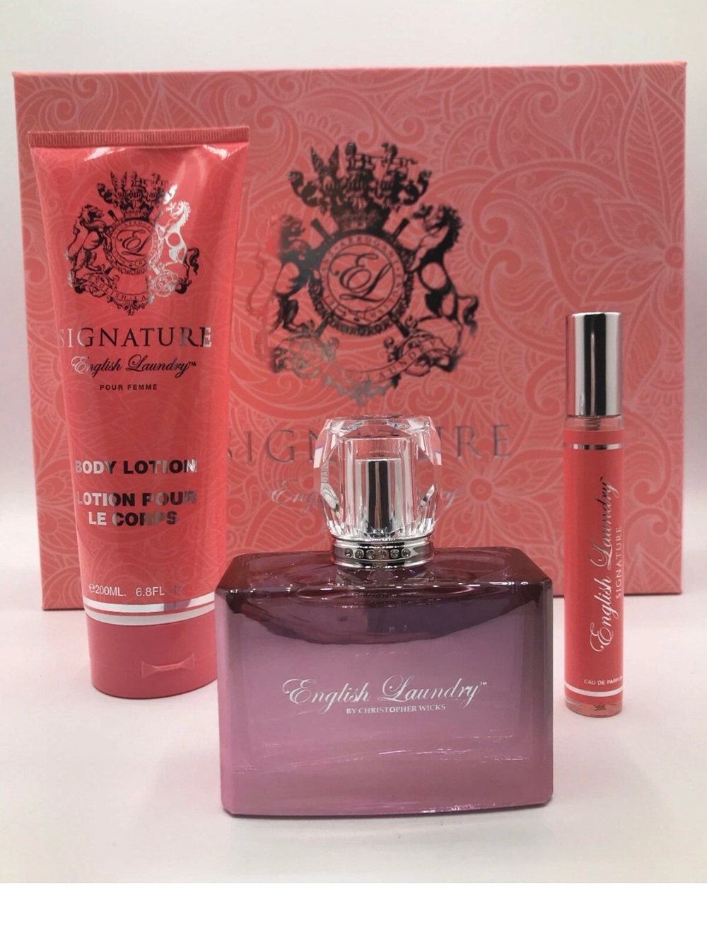 English Laundry Signature Women 3pc Set EDP Spray 3.4 oz & Body Lotion w/Mini